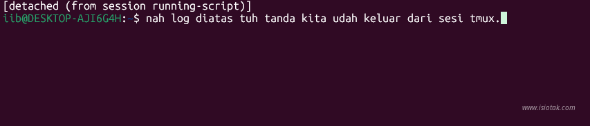 tmux deattach example