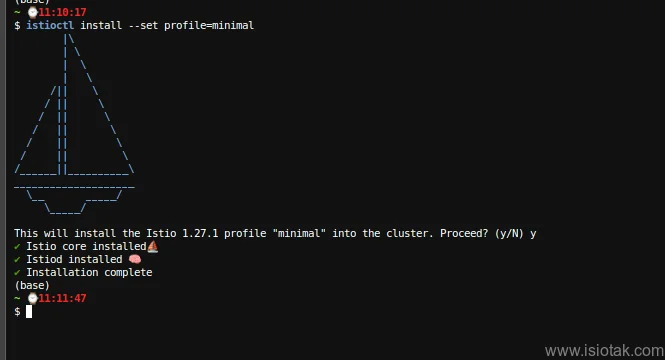 setup istio dengan konfig profile minimal