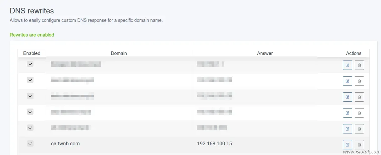 insert dns rewrite to adguardhome rewrite