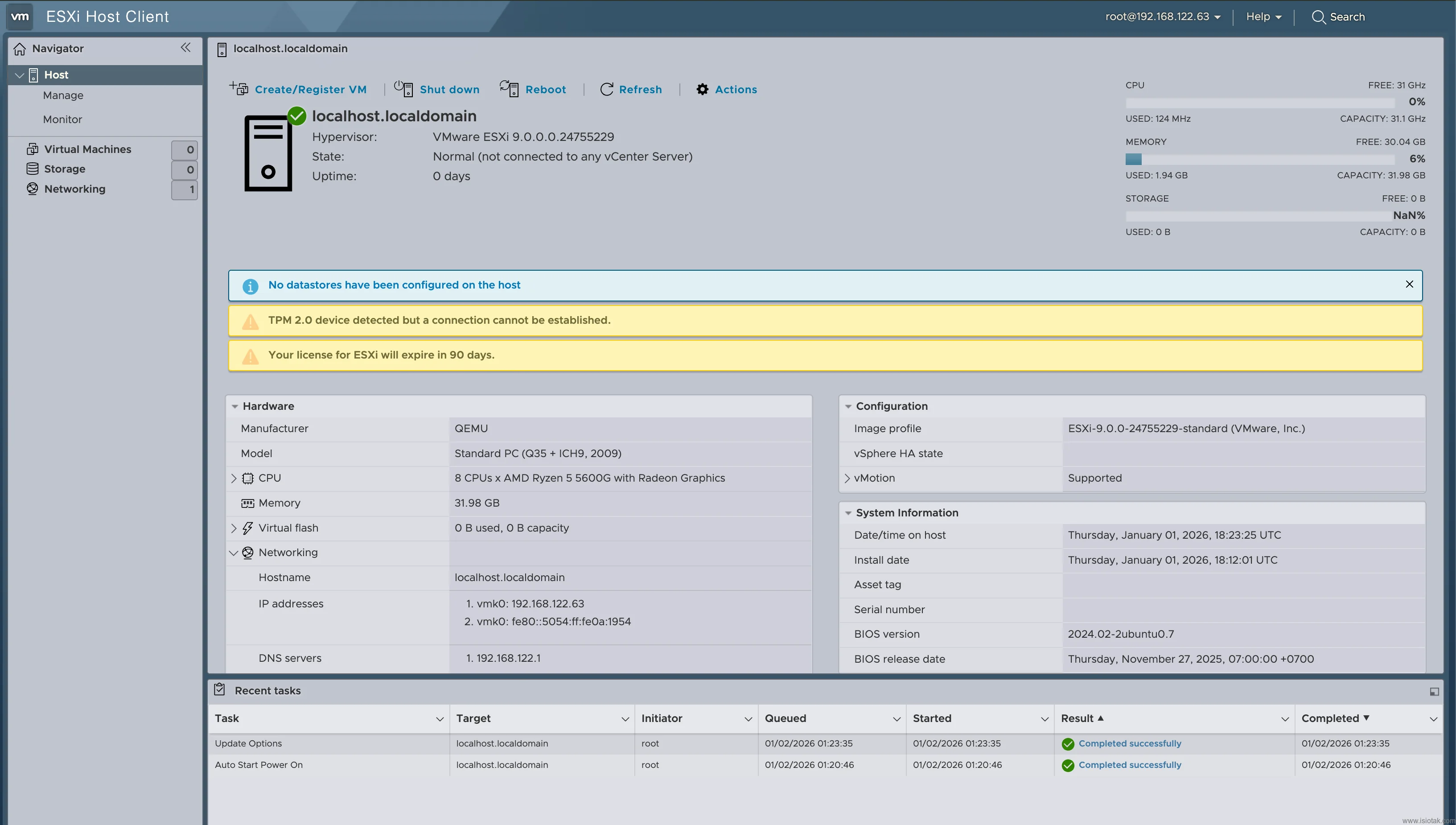 esxi dashboard. you can using this exsi for creating another vm