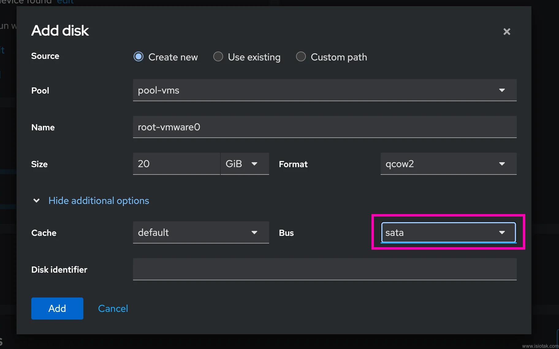 SATA bus required for running esxi over kvm