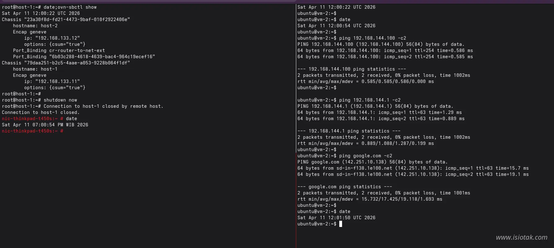 connection between vm 2 with host 2 still connected even host 1 shutoff