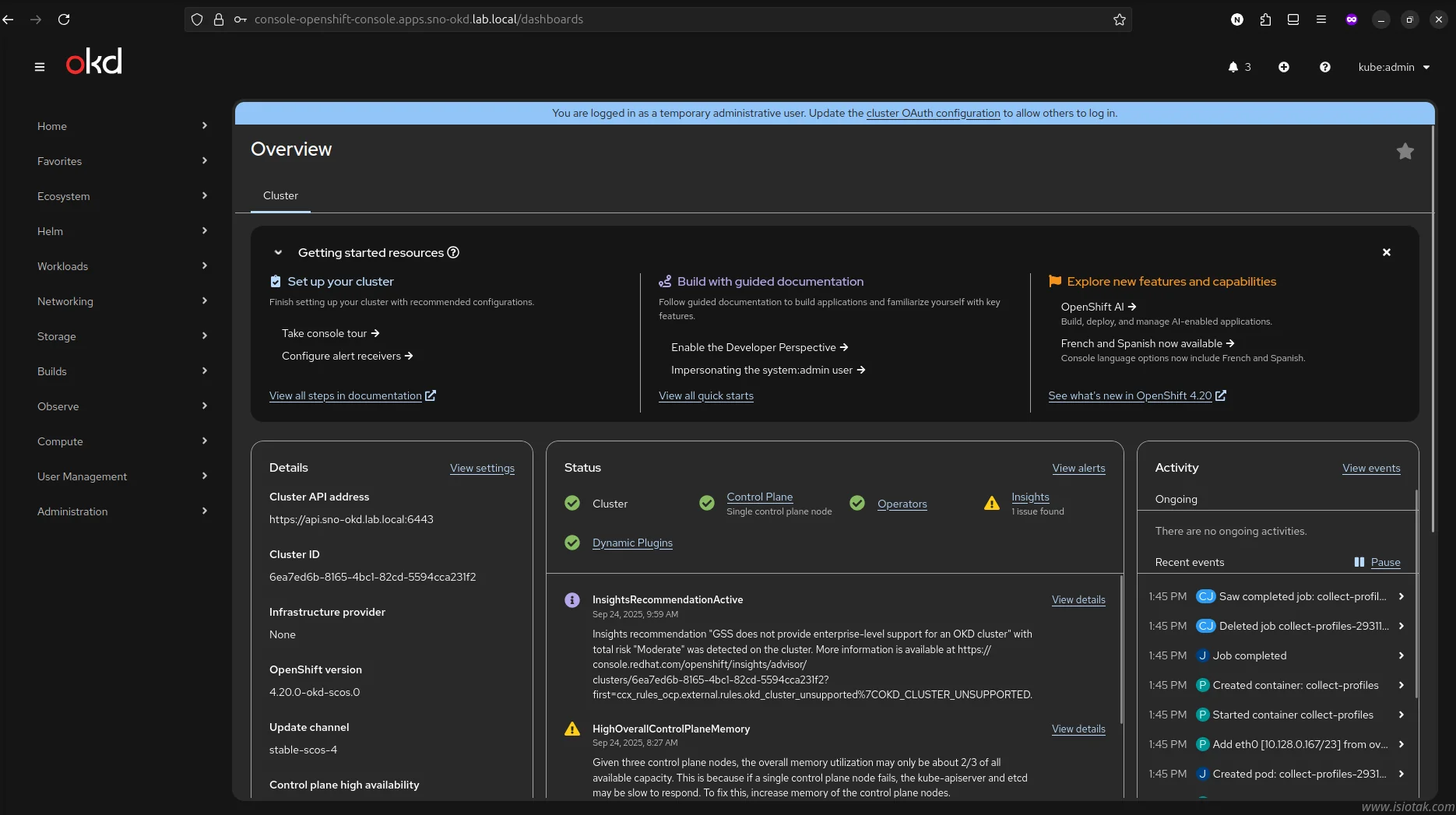 okd dashboard