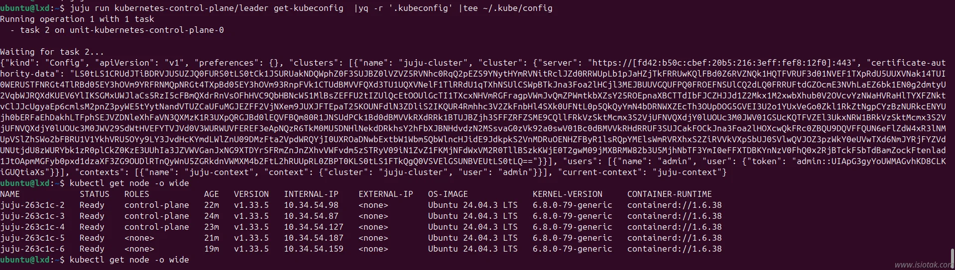 juju run kubernetes