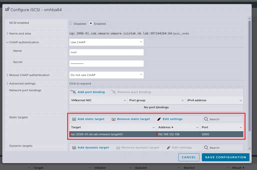 Menghubungkan VMware ke iSCSI Target